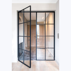 LVDUN New design Iron glass Grill doors thin frame steel tube french door