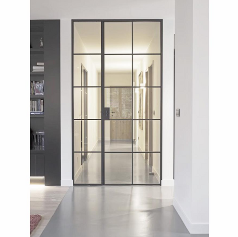LVDUN Customized handwork tempered glass frame section luxury steel door front doors
