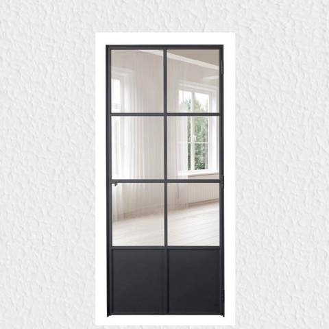 LVDUN Matte black windows steel frame low price iron and glass door