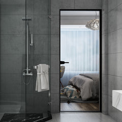 LVDUN Modern Exclusive Patent Hanging Trip Toielt Bathroom Bedroom No Track Single Panel Aluminum Pocket Sliding Door