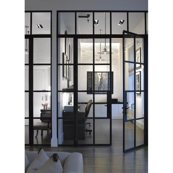 LVDUN High quality Galvanized steel tube frame glass doors iron french door