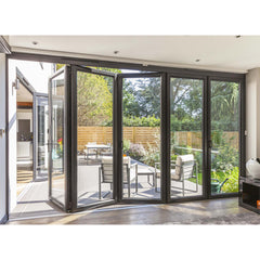 LVDUN Commercial Aluminium Lowes Bi Fold Door Double Glass Sliding Folding Door For Entrance