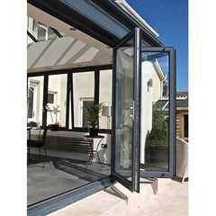 LVDUN Luxury House Good Price Aluminum Profile Black Frame Balcony Sunroom Sliding Folding Door