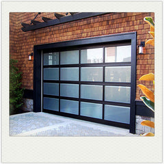 LVDUN Anodized Aluminum Frame Tempered Frosted Glass Garage Door