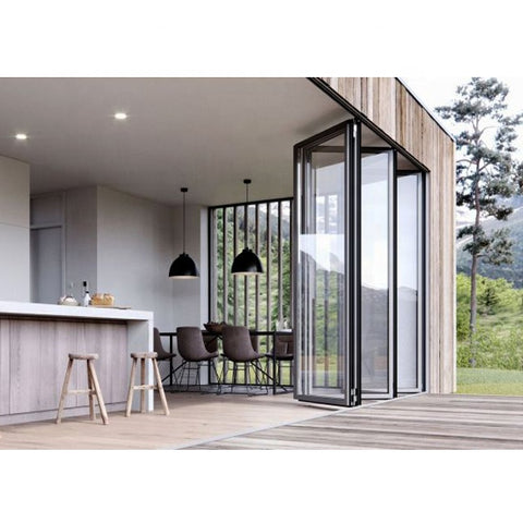 LVDUN Luxury House Good Price Aluminum Profile Black Frame Balcony Sunroom Sliding Folding Door