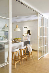 LVDUN Narrow steel frame tempered glass steel interior sliding doors for residential houses