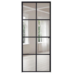 LVDUN Durable Overhead Aluminium Modern Customized French Steel Door Entry Door Outward Door Interior Matt Black Frame + Clear Glass