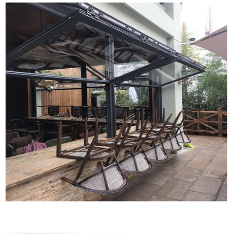 LVDUN Aluminium Bi fold Window Fold Up Glass Windows American Vertical Roll Up Grid Folding Window For Bar Shop Coffee