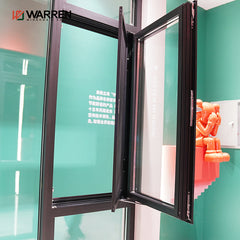 Warren Two Way Open Aluminum Swing Window Hurricane Resistant Modern Black Frame Broken Bridge Inward Opening Casement Windows