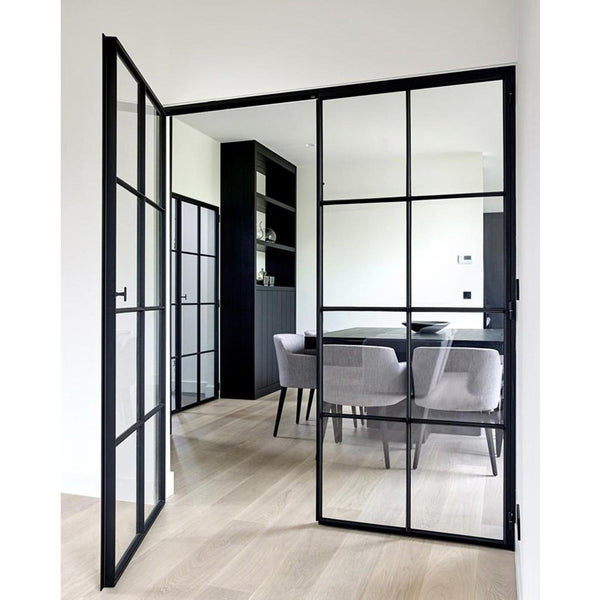 LVDUN Latest design wrought iron french glass door steel safty entrance door