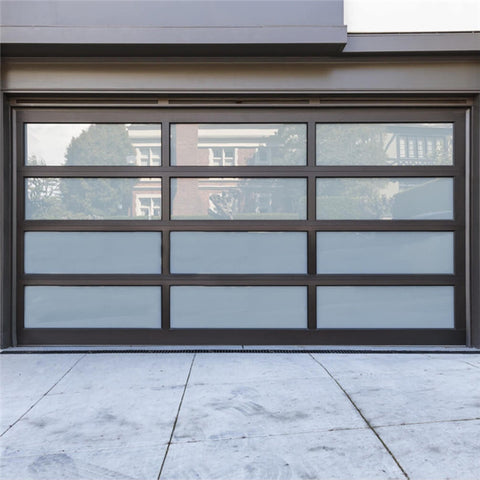 LVDUN Aluminum Garage Doors, Wooden Color Aluminum Section Panel Garage Door