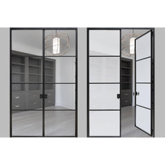 LVDUN Modern style frosted glass grill windows doors tempered glass iron steel french door
