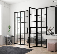 LVDUN High quality Galvanized steel tube frame glass doors iron french door