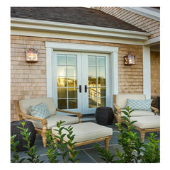LVDUN Exterior Patio Balcony Double Aluminum French Door With Grill Safety Design Front Entry Door