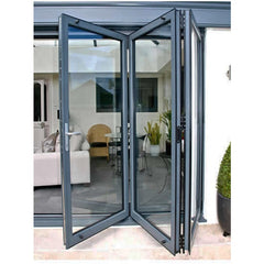 LVDUN Prefab House Horizontal Aluminium Entry Door Frame Aluminum Balcony Bi Folding Door