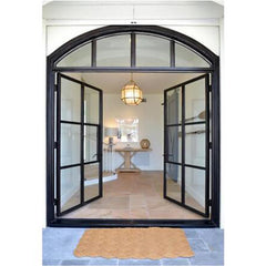 LVDUN Double French Recessed Ceiling Clear Glass Iron Doors