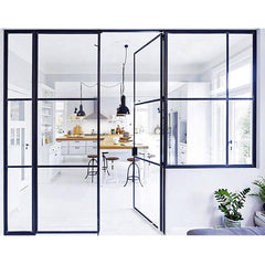 LVDUN wholesale price commercial black metal steel framed glass windows& doors