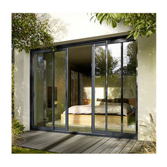 Thermal break sound proof aluminum french door double glass exterior sliding patio door