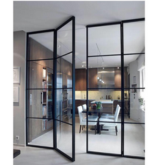 LVDUN Double Glass wrought iron single design Doors entry iron door low-e glass steel windows and doors