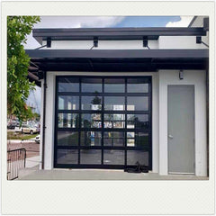 Black Anodized Aluminum Frame Tempered Frosted Glass Garage Door