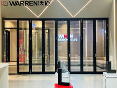Warren Modern-Popular soundproof-large-glass folding door argon gas filled for sale