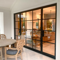 LVDUN New design wrought iron glass windows and door balcony steel glass french door