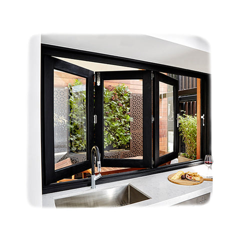 LVDUN courtyard balcony soundproof tempered glass aluminum bifold folding windows