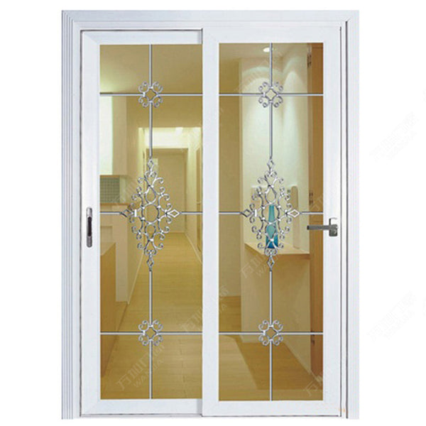 LVDUN soundproof interior pvc single panel sliding toilet door with glass in dubai