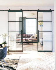 LVDUN French barn door Steel frame Fixed doors windows, single or double glazed tempered glass, thermal/non-thermal barrier frame