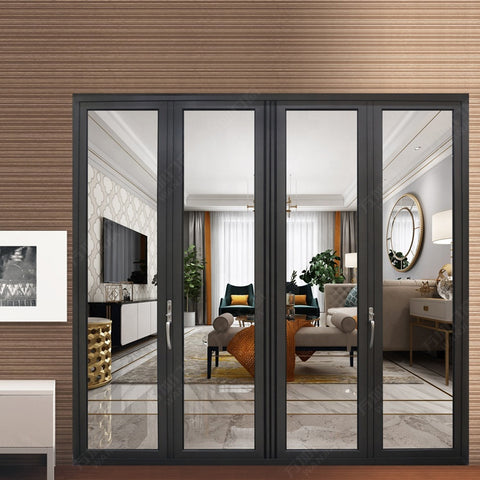 LVDUN Luxury home double tempered glass folding bifold bi folding doors