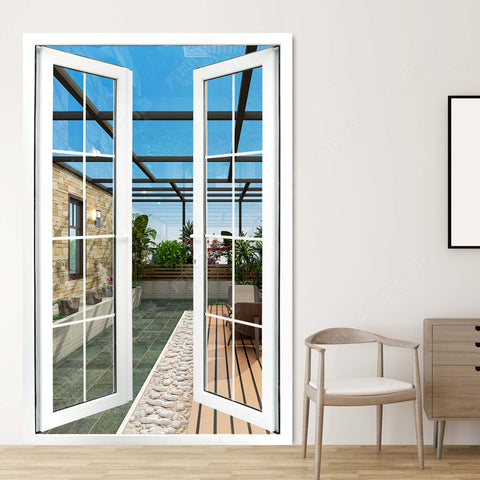 LVDUN PVC frame casement balcony door and front patio upvc swing panel  door
