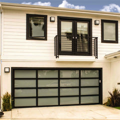 LVDUN Modern garage door design electric sectional overhead folding aluminum silver frame glass panel garage door prices