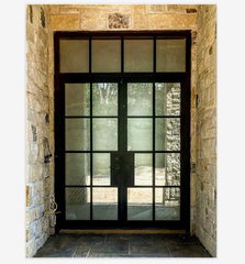 LVDUN China Supplier Thermal Break Steel Window Grill Design French Steel Door With Double Glazed