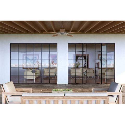 LVDUN French double french steel door with frosted  glass wrought iron french doors for america