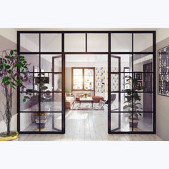 LVDUN Customizable steel frame windows and doors balcony iron french double entrance door