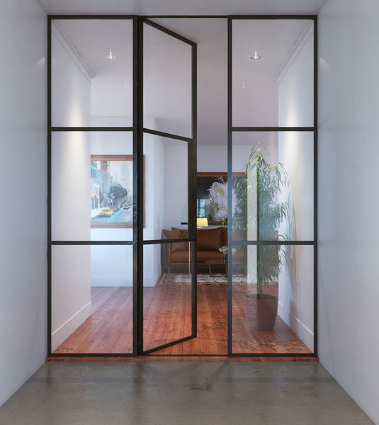 LVDUN Hot sale wrought iron french glass door with grill design steel safty entrance door