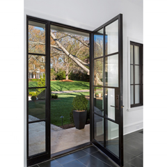 LVDUN Commercial Tempered Double Glass Steel Frame Glass Doors