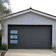 LVDUN Black Anodized Aluminum Frame Tempered Frosted Glass Garage Door