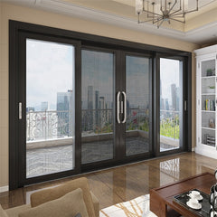 LVDUN Bypass Sliding Doors Black Double Glazed Low E Glass Soundproof Exterior Patio Sliding Folding Glass Door Removable Sliding Door