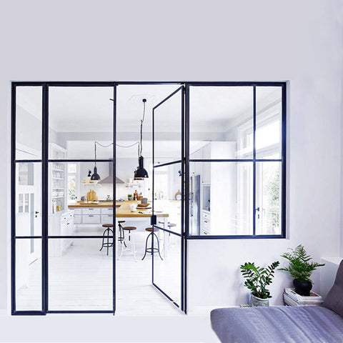 LVDUN Double Glazing Steel Frame Wrought Iron Main Glass Door for House