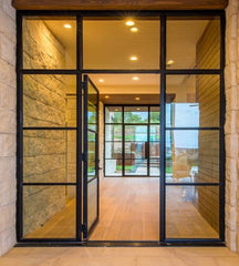 Cheap price iron glass door and windows hot sale in Australia steel frame french door with grill design