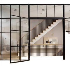 LVDUN Simple Style Design Galvanized Steel Frame Greenhouse Iron French Front Steel Swing Door
