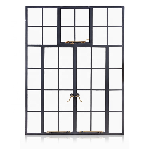 Vintage style grill picture steel window rustic wrought iron doors with LOWE glass