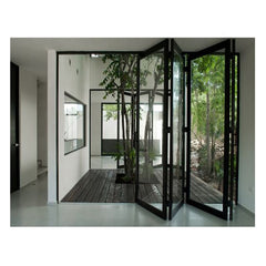 LVDUN modern doors designs Bi Fold Commercial Aluminum Glass Bifold Doors Exterior Aluminium Folding Patio Accordion Glass Door