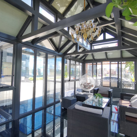 LVDUN enclosures sunroom prefabricated aluminum triangular conservatory glass green house/ garden house/ sunrooms glass houses