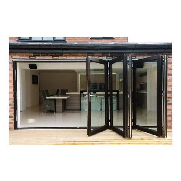 LVDUN Aluminum Patio Exterior Double Glass Sliding Folding Door Transparent  Door Folding