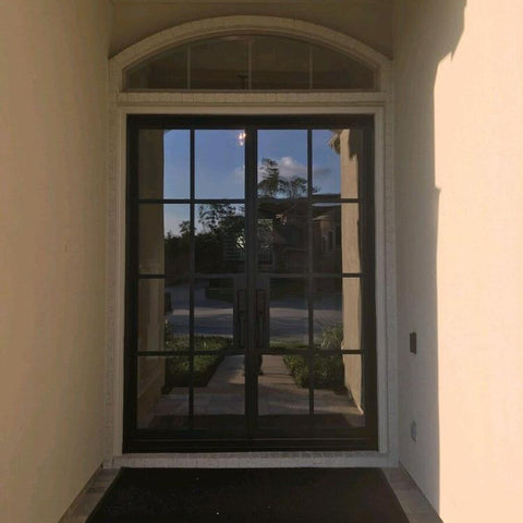LVDUN French style door iron glass door with grid design hot sell  steel frame casement door