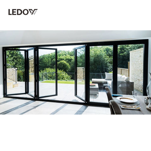 Outdoor Exterior Bifold Modern Designs Aluminum Alloy Double Tempered Glass Bi Folding Patio Doors