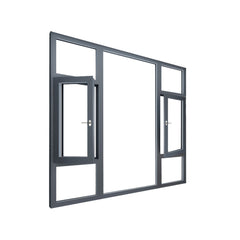 LVDUN Big picture black cheap aluminum frame fixed double pane casement glass window and door