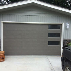 Residential black sectional tempered glass aluminum garage door